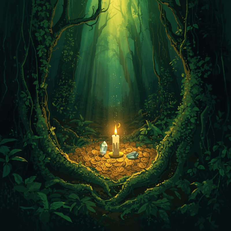 Lucid Origin A mystical forest treasure ritual illustration de 2