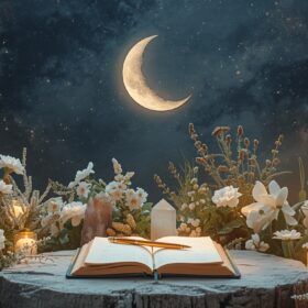 lucid origin A dreamy and healing scene under the Virgo New Moon — a serene night sky with 0